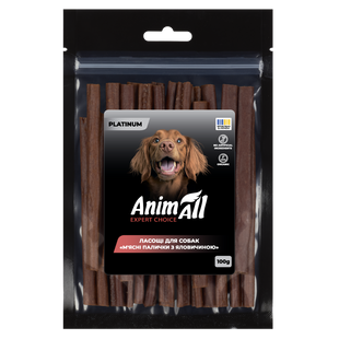 AnimAll Platinum Ласощі для собак М'ясні палички з яловичиною, 100 г