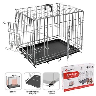 Flamingo Wire Cage Keo Silver ФЛАМІНГО КЕО СІЛЬВЕР КЛІТКА 2-х дверна для собак (6.4кг ( 63х43х49 см))