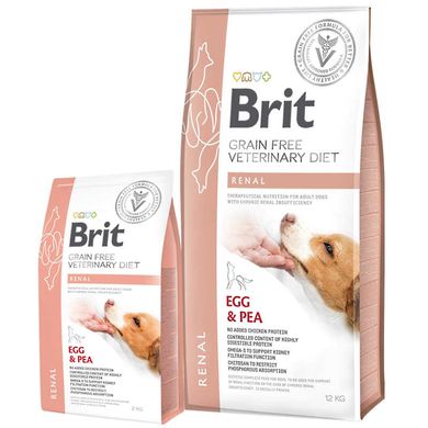 Brit GF VetDiets Dog Renal - Сухой корм беззерновой корм для собак при почечной недостаточности (яйца/горох), 12 кг