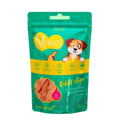 MAVSY Rabbit chips for dogs - Диетические чипсы из кролика для собак с чувствительным пищеварением, 100г