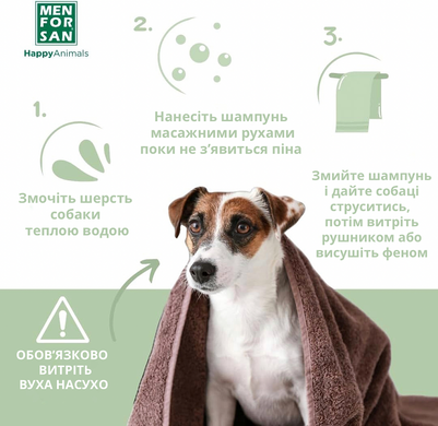 Шампунь для собак для усунення неприємного запаху Menforsan Shampoo Odor Eliminator з тальком, 300 мл