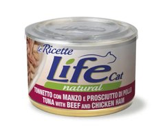 LіfeCat консерва для кошек тунец с говядиной и куриной ветчиной, 150 г