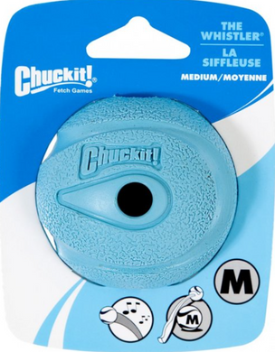 Chuckit The Whistler - Іграшка свистячий блакитний м'яч з отворами для собак - M