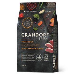 Grandorf FRESH DUCK & SWEET POTATO ADULT DOG MEDIUM & MAXI - Сухой корм для взрослых собак средних и крупных пород с уткой и бататом, 10 кг