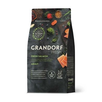 Grandorf Сухий беззерновий корм для дорослих котів Grandorf FRESH SALMON & SWEET POTATO ADULT CAT з лососем та бататом, 400 г