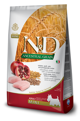 Farmina N&D Low Grain Dog Chicken & Pomegranate Adult Mini - Низькозерновий сухий корм для собак дрібних порід з куркою та гранатом 2,5 кг