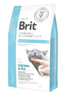 Brit GF Veterinary Diets Cat Obesity - Сухой беззерновой корм для кошек при избыточном весе и ожирении (курица/горох), 2 кг