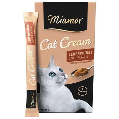 Miamor Cat Snack Leberwurst Cream - Ласощі для поліпшення травлення у котів (6х15 г)