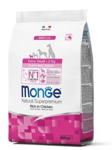 Monge Extra Small Puppy & Junior - Корм с курицей и рисом для щенков миниатюрных пород 800 г, срок годности до 05.12.26