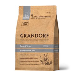 Grandorf Rabbit and Turkey Adult Medium & Maxi Breeds - Грандорф сухой комплексный корм для взрослых собак средних и крупных пород с кроликом и индейкой, 5 кг (1 кг * 4 шт + 1 кг в подарок)