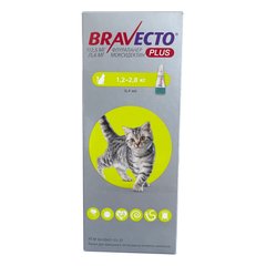 Bravecto Plus - Бравекто Плюс Капли от блох, клещей и глистов для кошек весом от 1,2 кг до 2,8 кг