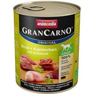 Animonda GranCarno Adult Beef + Rabbit with Herbs - Анимонда консервы для взрослых собак с говядиной, кроликом и травами 800 г