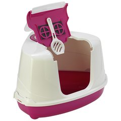 Moderna ФЛИП КЕТ КУТОВИЙ закритий туалет для котів (Яскраво-рожевий ( 56х45х39 см))
