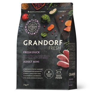Grandorf FRESH DUCK & SWEET POTATO ADULT DOG MINI - Сухий корм для дорослих собак малих порід з качкою та бататом, 3 кг