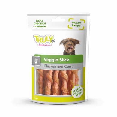 Truly Veggie Stick - Ласощі для собак морковні палички, загорнуті в курку, 90 г