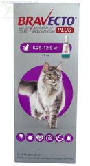 Bravecto Plus - Бравекто Плюс Капли от блох, клещей и глистов для кошек весом от 6,25 кг до 12,5 кг