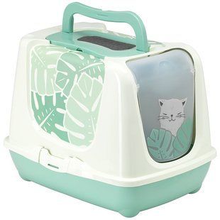 Туалет для котів закритий c вугільним фільтром і совком Moderna Trendy Cat Eden, Зелений