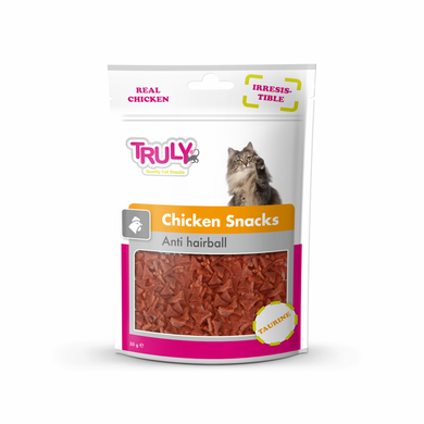 Truly Chicken Snacks (Anti hairball) - Ласощі для профілактики утворення шерстяних комків з куркою для котів, 50