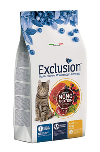 Exclusion Cat Adult Beef - Монопротеиновый сухой корм с говядиной для взрослых котов всех пород, 1,5 кг