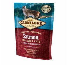 Carnilove Cat Salmon Sensitive & Long Hair - Сухий корм для котів з чутливим травленням з лососем, 400 г