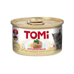 TOMi For Kitten with Chicken ТОМІ ДЛЯ КОШЕНЯТ КУРКА консерви для кошенят, мус, банка 85г (0.085кг)