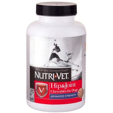 Nutri-Vet Hip&Joint Veterinarian Strength (Advanced), Level 3 - АДВАНСИД, 3 уровень, глюкозамин и хондроитин для собак, 90 т