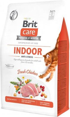 Brit Care Cat Grain Free Indoor Antistress - Беззерновой сухой корм с курицей для взрослых кошек от 12 месяцев