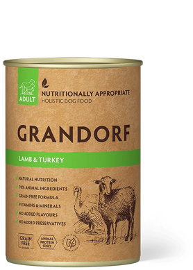 Влажный корм для взрослых собак Grandorf LAMB & TURKEY с ягненком и индейкой, 400 г