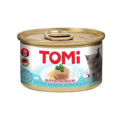 TOMi For Kitten with Salmon ТОМИ ДЛЯ КОТЯТ ЛОСОСЬ консервы для котят, мусс, банка 85г (0.085кг)