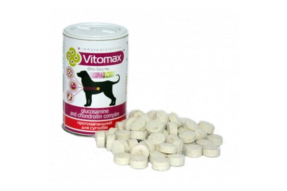 Vitomax (Вітомакс) вітаміни з глюкозаміном та хондроітином для суглобів собак, 75 таб