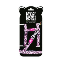 Max Molly Cat Harness/Leash Set - Leopard Pink/1 Size - Набор шлеи и поводка для кошек с леопардовым принтом