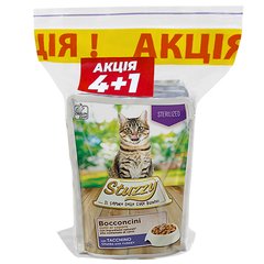 4+1 НАБОР Stuzzy Cat Sterilized Turkey ШТУЗИ СТЕРИЛАЙЗИД ИНДЕЙКА в соусе консервы для стерилизованных котов, влажный корм, пауч 85г (0.085кг ( 5 шт. х 85 г))