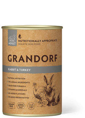 Влажный корм для взрослых собак Grandorf RABBIT & TURKEY с кроликом и индейкой, 400 г