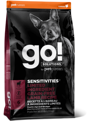 GO! Sensitivities Grain Free Lamb Recipe - Гоу! Беззерновой корм для щенков и взрослых собак + MAVSY Палочки из ягнятины для ухода за зубами и деснами для собак, 100г