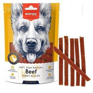Wanpy Beef Jerky Slices - Ванпі соломка з в'яленої яловичини ласощі для собак 100 г