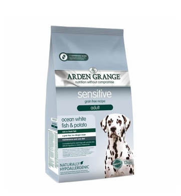 Arden Grange Adult Dog Sensitive - Арден Гранж сухой корм для взрослых собак с деликатным желудком и чувствительной кожей с океанической белой рыбой и картофелем 2 кг