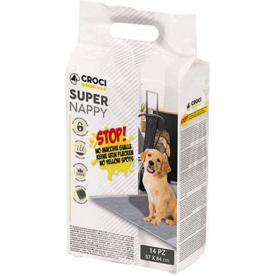 Croci super nappy пелюшки одноразові для собак з активованим вугіллям 57х84 см 14 шт