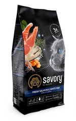 Savory Adult Cat Gourmand Fresh Salmon & White Fish - Сухой корм для длинношерстых кошек со свежим лососем и белой рыбой, 2 кг