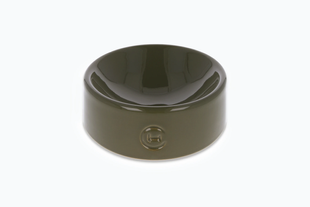 Керамічна миска Harley and Cho для собак та котів для їжі Sphere Ceramic Bowl Olive оливкова S (14x7cm / 0,45 л)