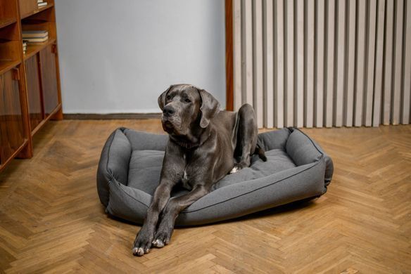 Лежак для собак Harley & Cho Sofa Graphite графітового кольору з підсиленою поверхнею та бортами, розмір L