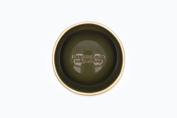 Керамическая миска Harley and Cho для собак и кошек для еды Sphere Ceramic Bowl Olive оливковая S (14x7cm / 0,45 л)
