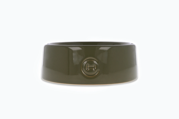 Керамическая миска Harley and Cho для собак и кошек для еды Sphere Ceramic Bowl Olive оливковая S (14x7cm / 0,45 л)