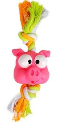 Flamingo Animal Head+Rope - ФЛАМИНГО игрушка для собак, голова с канатом, винил