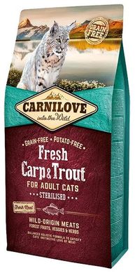 Carnilove Cat Fresh Carp & Trout Sterilised Сухой корм с мясом карпа и форели для стерилизованных котов, 6 кг