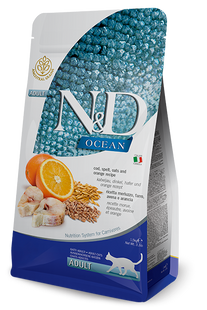 Farmina N&D Ocean Adult - Низькозерновий сухий корм для дорослих котів,з тріскою та апельсином 1,5 кг