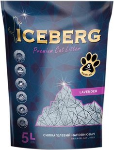 Гигиенический наполнитель для кошачьего туалета Iceberg LAVENDER на основе силикагеля с ароматом лаванды, 5 л