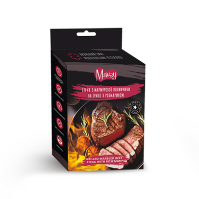 Ласощі для собак від 3-х місяців Mavsy Refined jerky GRILLED MARBLED BEEF STEAK WITH ROSEMARY стейк з мармурової яловичини на грилі з розмарином, 100 г