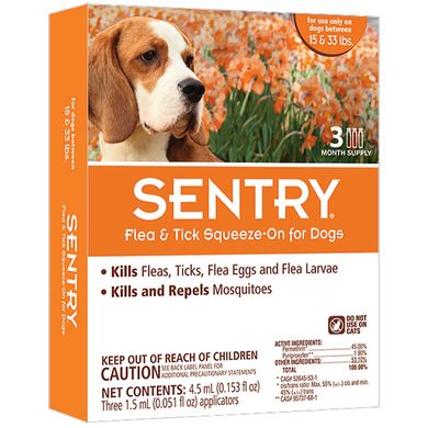 Sentry СЕНТРИ капли от блох, клещей и комаров для собак весом 7-15 кг (1.5мл, 1 шт/пак. (ціна за піпетку))