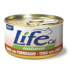 LifeCat консерва для котов с тунцом и сыром, 85 г