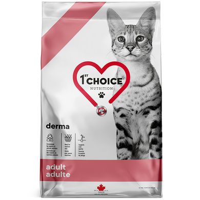 1st Choice Adult Derma - Сухой корм для котов с гиперчувствительной кожей с лососем, 1,8 кг